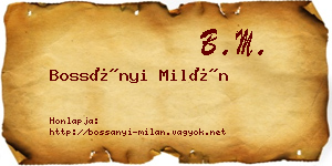 Bossányi Milán névjegykártya