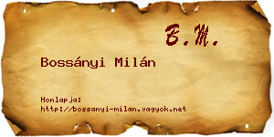 Bossányi Milán névjegykártya