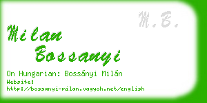 milan bossanyi business card